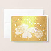 Lady Bugs op een Shamrock met sterren, ZKOA Folie Kaarten (Voorkant met envelop)