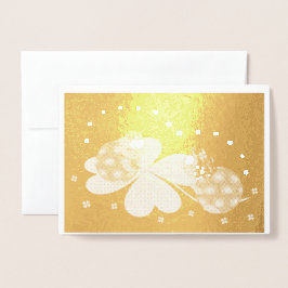 Lady Bugs op een Shamrock met sterren, ZKOA Folie Kaarten