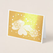 Lady Bugs op een Shamrock met sterren, ZKOA Folie Kaarten (Voorkant)