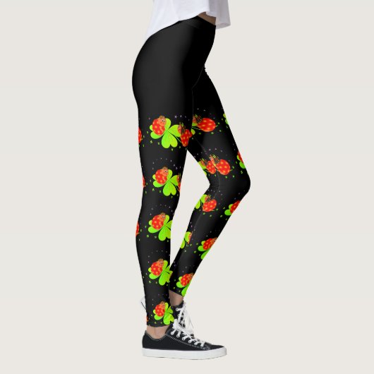 Lady Bugs op een zwarte Leggings van het Shamrock  (Rechts)