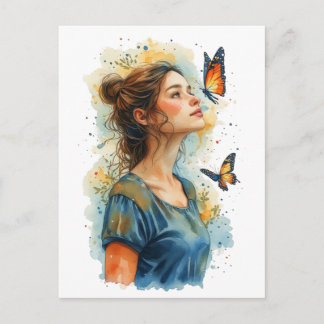 Lady Butterfly op een Witte Feestdagenkaart