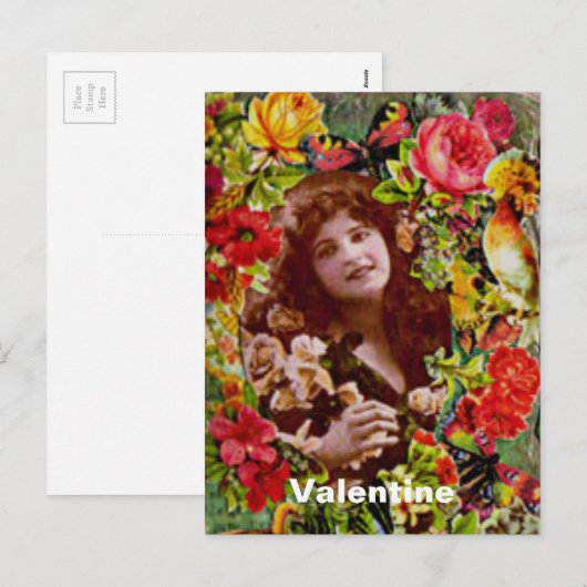  Lady Cameo in Roos Feestdagenkaart (Voorkant / Achterkant)