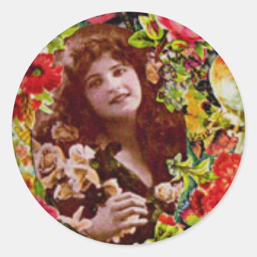  Lady Cameo in Roos Ronde Sticker (Voorkant)