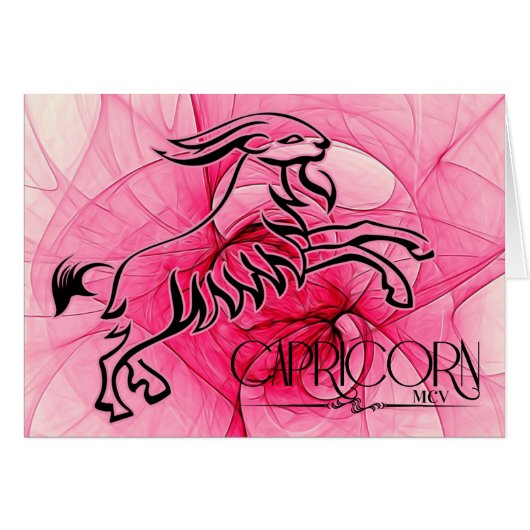 Lady Capricorn Roze Zodiac Blank Note Card (Voorkant Horizontaal)