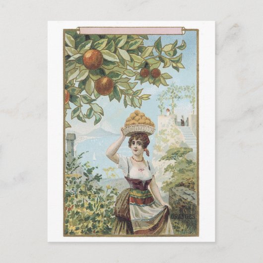 Lady Carry Fruit Briefkaart (Voorkant)