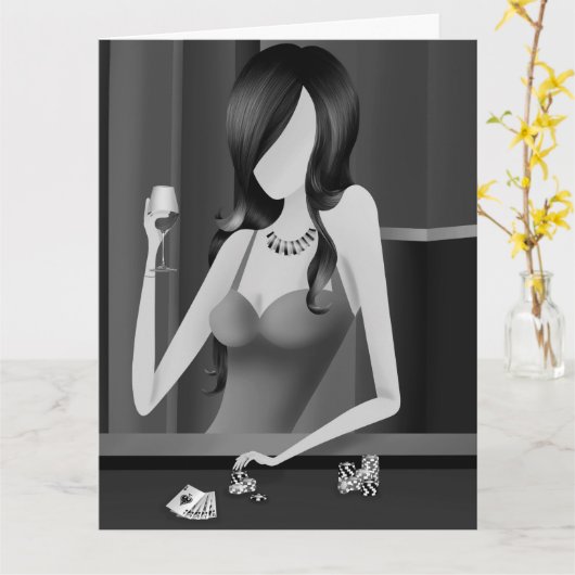 Lady Casino Las Vegas Greetings Kaart (Gele Bloem)