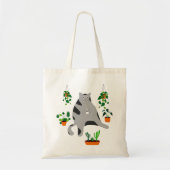 Lady Cat Drink koffie, Lady Cat met Planten Tote Bag (Voorkant)