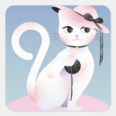 Lady cat vierkante sticker (Voorkant)