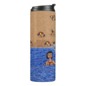 Lady Cat Zwemmen In De Oceaan Binnenste Buizen Dol Thermosbeker (Gedraaid links)