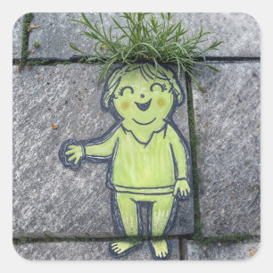 Lady Chalk Doodle Street Art Vierkante Sticker
