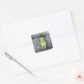 Lady Chalk Doodle Street Art Vierkante Sticker (Envelop)