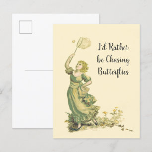 Lady Chasing Butterflies Briefkaart