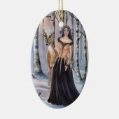 Lady Chickadee fantasy art van Renee Lavoie Keramisch Ornament (Rechts)