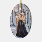 Lady Chickadee fantasy art van Renee Lavoie Keramisch Ornament (Links)