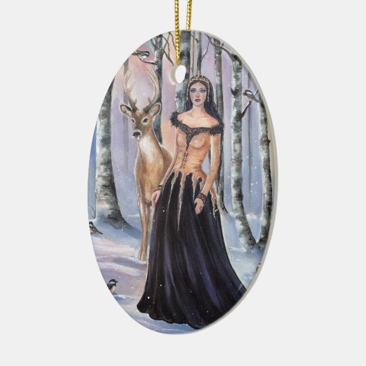 Lady Chickadee fantasy art van Renee Lavoie Keramisch Ornament (Links)