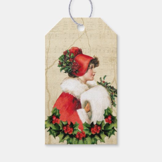  Lady Christmas Gift Label, Elegante Vakantie Cadeaulabel (Voorkant)