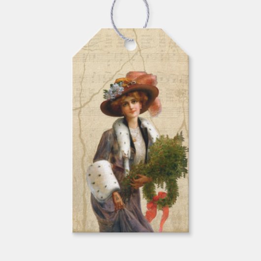  Lady Christmas Gift Label | Elegante vakantie Cadeaulabel (Voorkant)