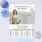 Lady Cleaning Service Business Tear Off Flyer (Enkel)