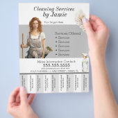 Lady Cleaning Service Business Tear Off Flyer (Hand)