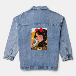 lady coffee quote denim jacket