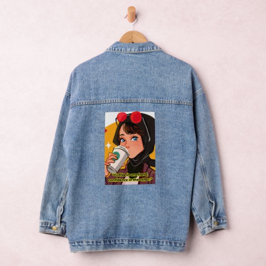 lady coffee quote denim jacket (Hangar)
