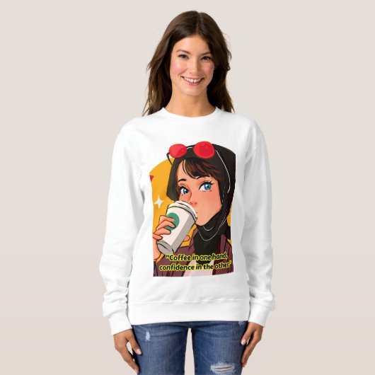 lady coffee quote trui (Voorkant volledig)