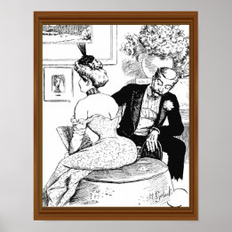 Lady Corset Man Leering uit het midden van de eeuw Poster