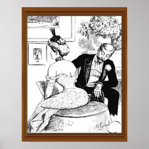 Lady Corset Man Leering uit het midden van de eeuw Poster