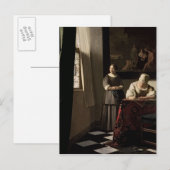 Lady die een brief schrijft met haar Maid, c.1670 Briefkaart (Voorkant / Achterkant)