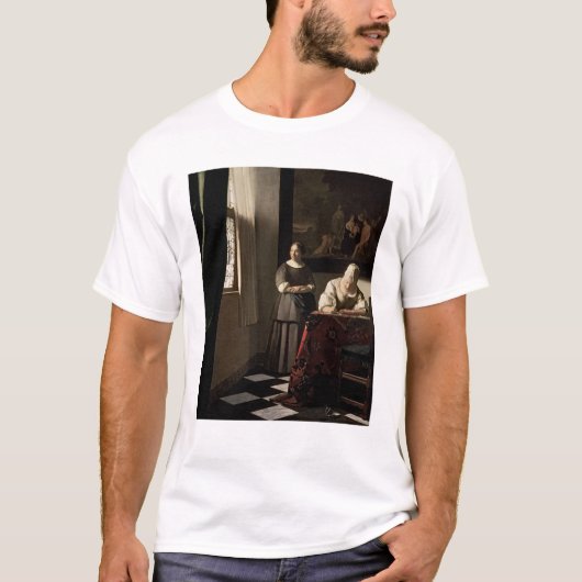 Lady die een brief schrijft met haar Maid, c.1670 T-shirt (Voorkant)