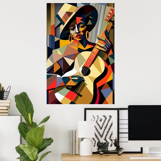 LADY DIE HET Poster VAN BLAUWE SPEELT (Thuiskantoor)