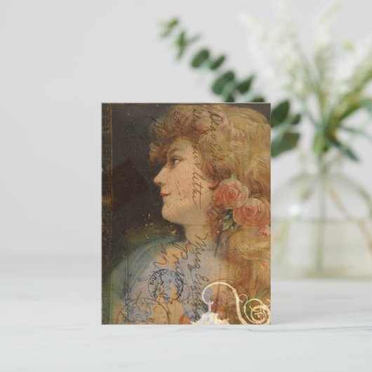 Lady digitale collage Briefkaart (Staand voorkant)