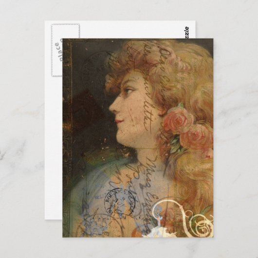 Lady digitale collage Briefkaart (Voorkant / Achterkant)