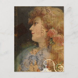  Lady  digitale collage Briefkaart