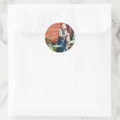 Lady Doing Laundry Ronde Sticker (Tas)