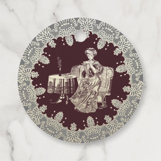 Lady drink tea bedankjes labels (Achterkant)