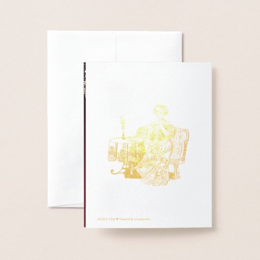 Lady drink tea folie kaarten (Met envelop)