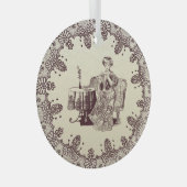 Lady drink tea glas ornament (Voorkant Rechts)