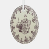 Lady drink tea glas ornament (Voorkant links)