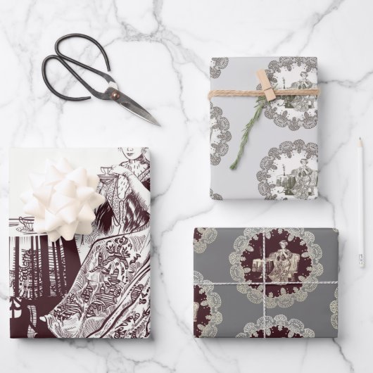 Lady drink tea inpakpapier vel (Voorkant)