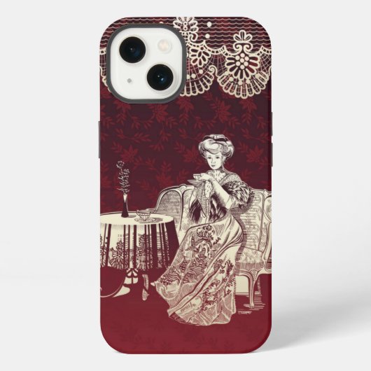 Lady drink tea iPhone hoesje (Achterkant)