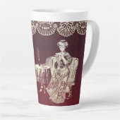 Lady drink tea latte mok (Rechterhoek)