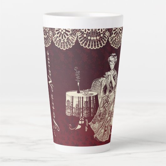 Lady drink tea latte mok (Voorkant)