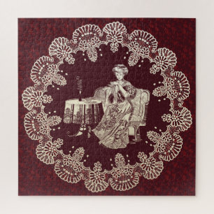 Lady drink tea legpuzzel