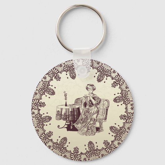 Lady drink tea sleutelhanger (Voorkant)
