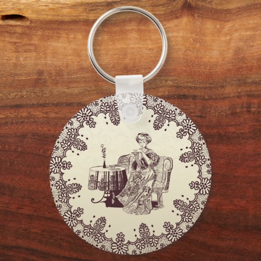 Lady drink tea sleutelhanger (Voorkant)