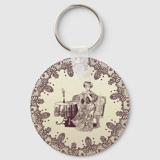 Lady drink tea sleutelhanger (Achterkant)