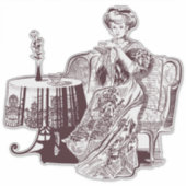 Lady drink tea sticker (Voorkant)