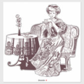 Lady drink tea sticker (Vel)