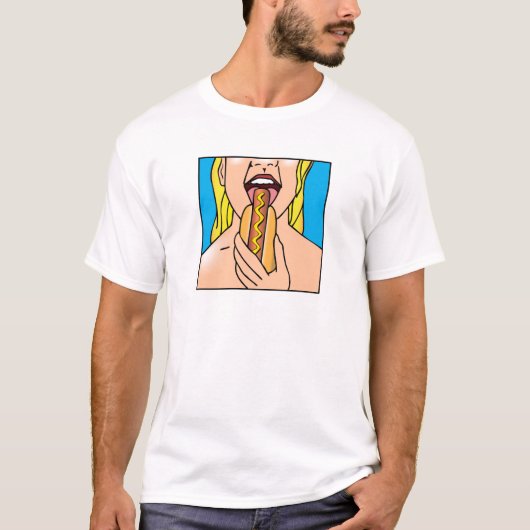 Lady Eating Hot Dog T-shirt (Voorkant)